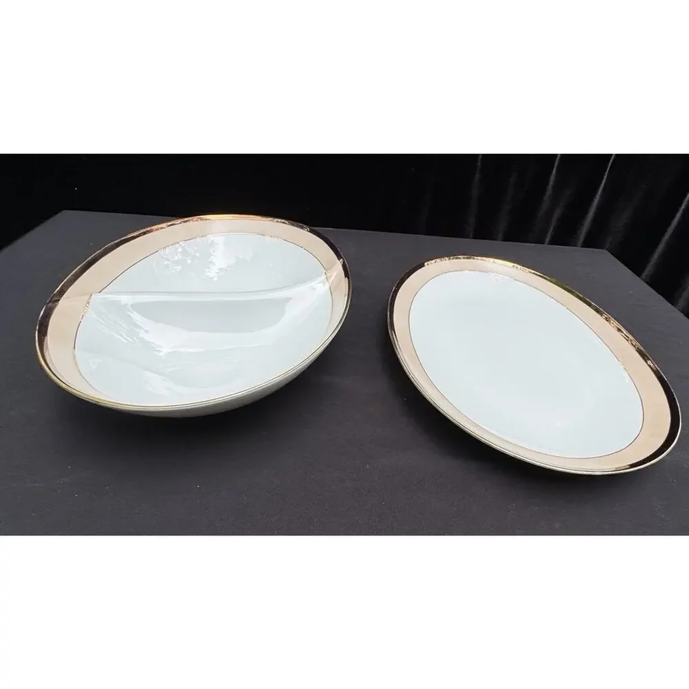 2 Vintage 1960’s Sango Trousseau China - Oval Serving Bowls 1 Divided EUC -A84